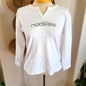 Rockies 3/4 Sleeve V Neck Tee SZ M